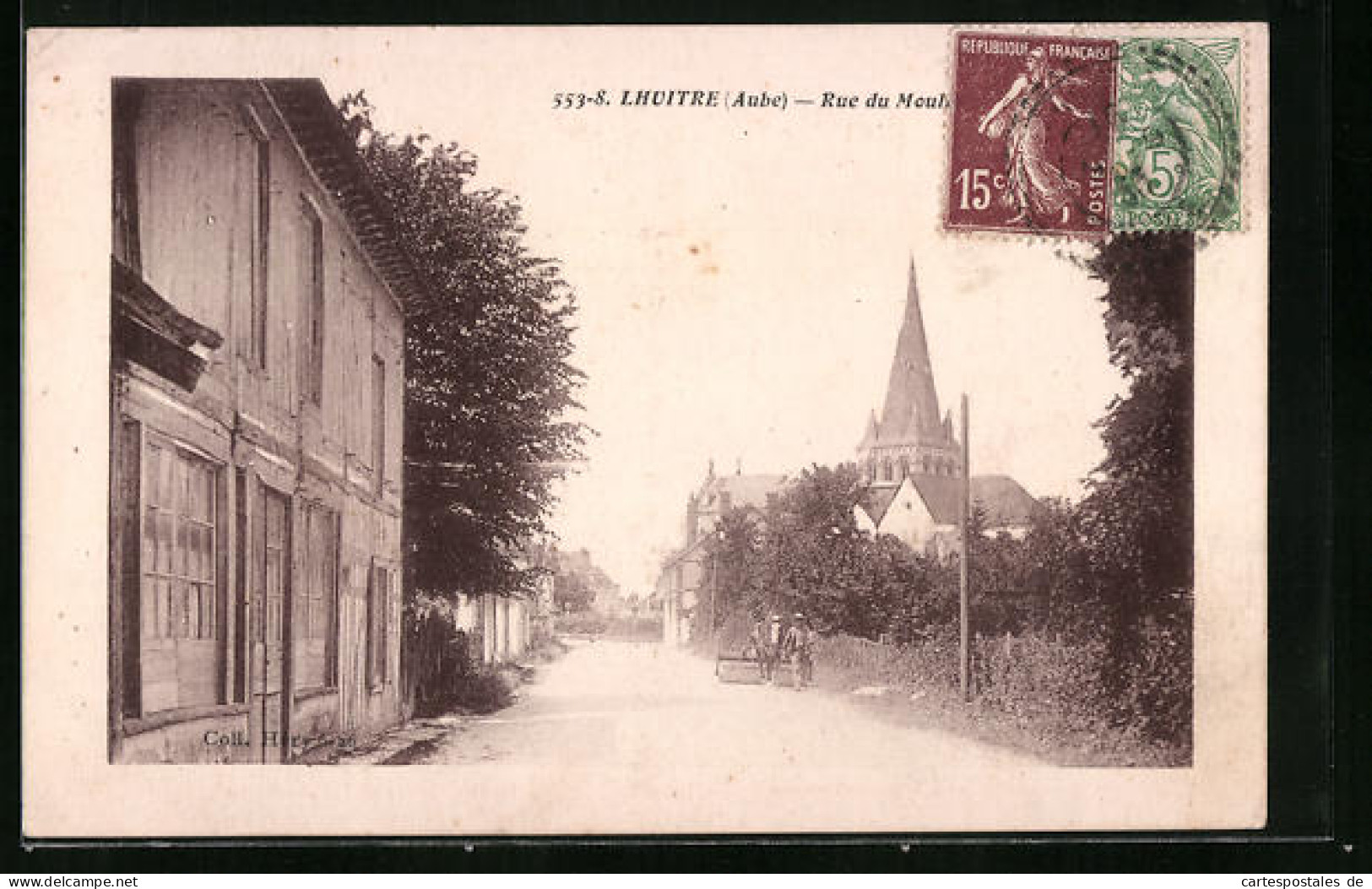 CPA Lhuitre, Vue De La Rue Avec L'Église  - Sonstige & Ohne Zuordnung