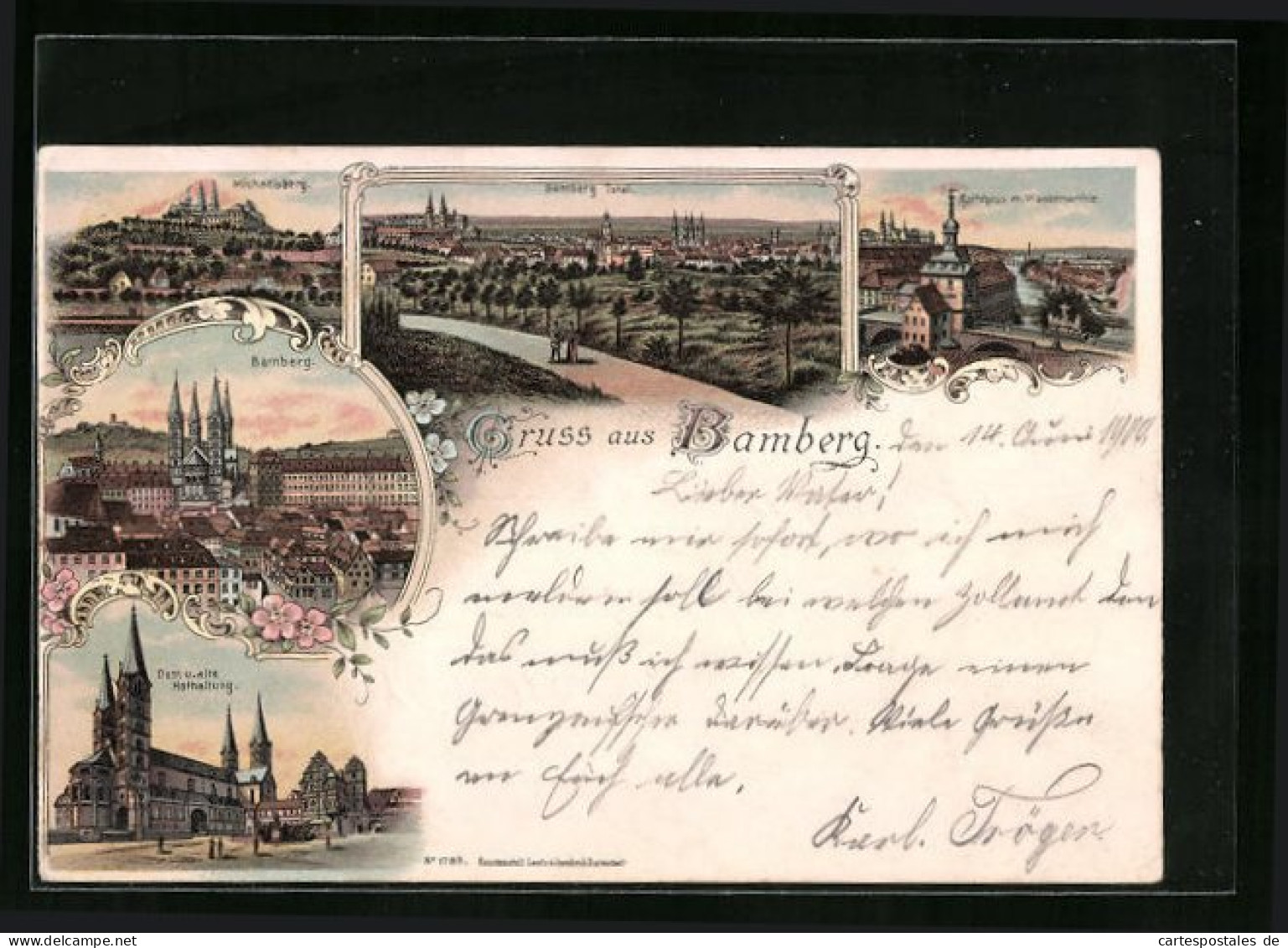 Lithographie Bamberg, Dom Und Alte Hofhaltung, Michaelsberg  - Bamberg