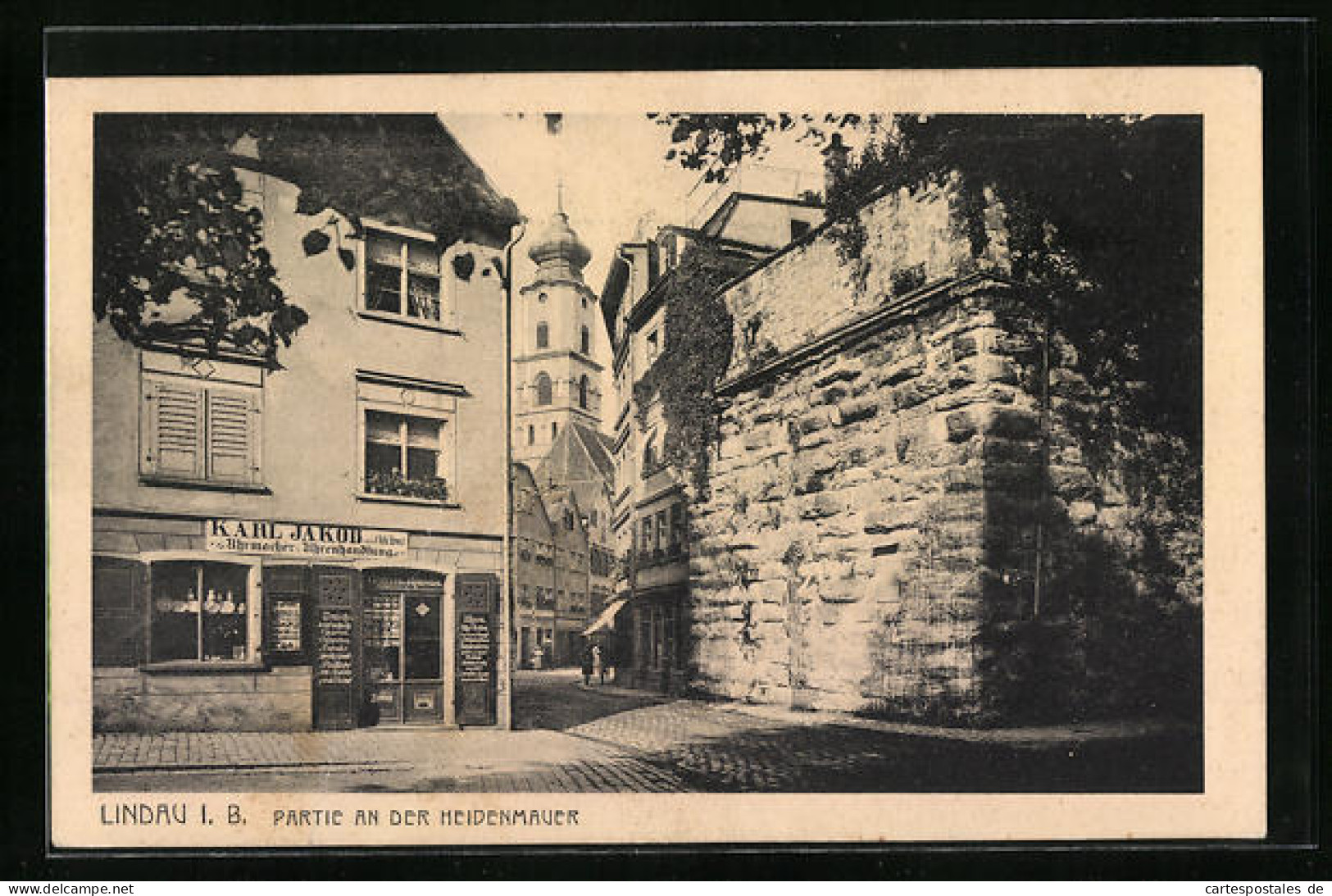 AK Lindau I. B., Partie An Der Heidenmauer, Mit Uhrmachergeschäft Karl Jakob  - Lindau A. Bodensee