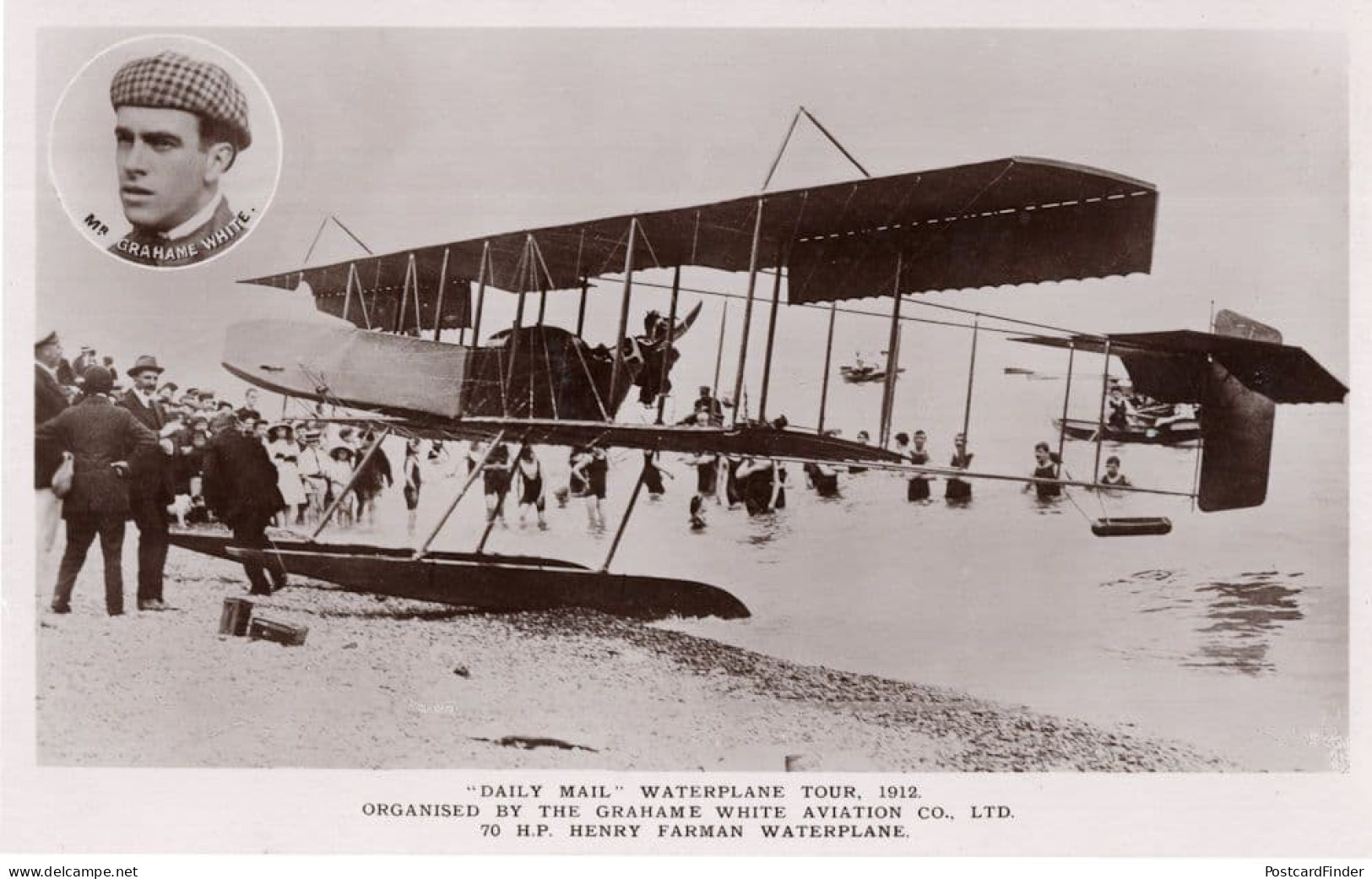 RPC Daily Mail Waterplane Tour 1912  Grahame White Aviation Real Photo Postcard - Aviateurs