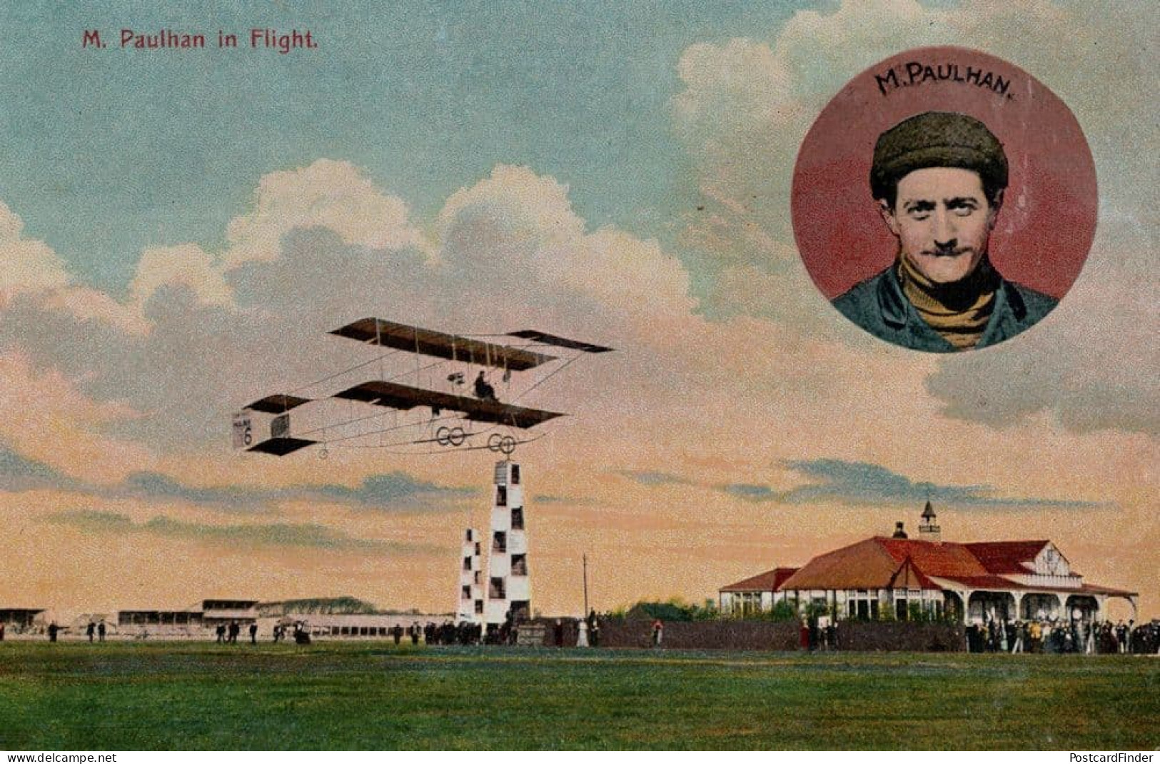 Marie Paulhan In Flight French Aviation Pilot Old Postcard - Aviateurs