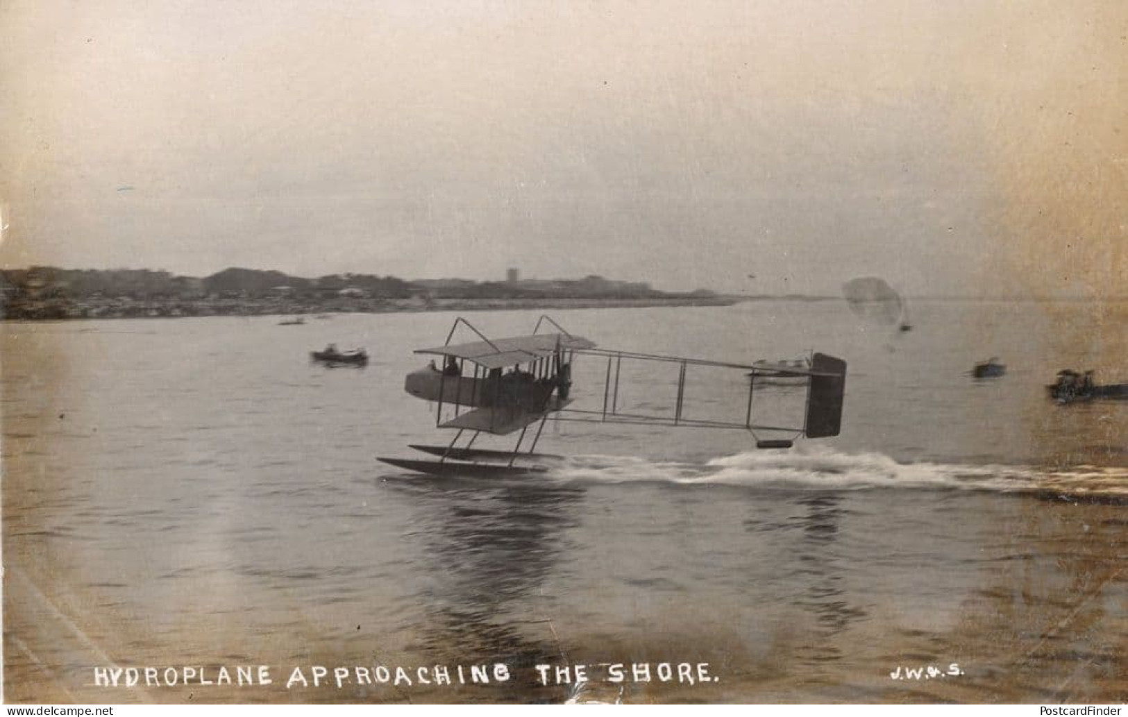 Hydroplane Approaching The Shore Portsmouth Hampshire Old RPC Postcard - Airmen, Fliers