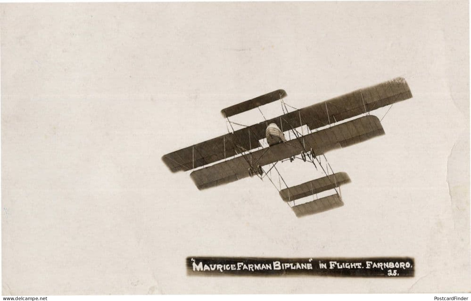 Maurice Farman Biplane Flight Farnboro Antique Real Photo Aviation Postcard - Aviateurs