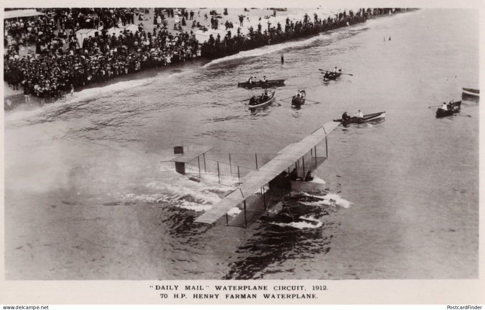 Daily Mail Circuit Henry Farman Waterplane Aviation RPC Postcard - Aviateurs