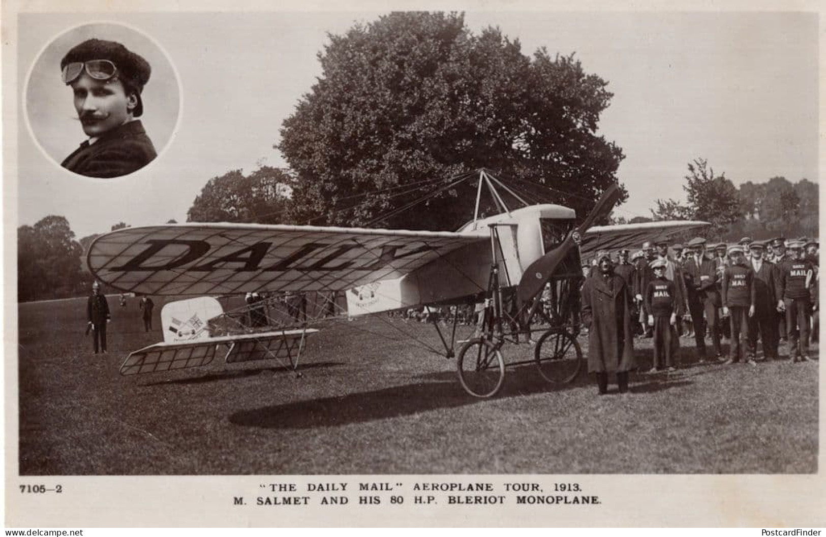 M Salmet & His Bleriot Monoplane Hand Signed Old RPC Pilot Postcard - Aviateurs