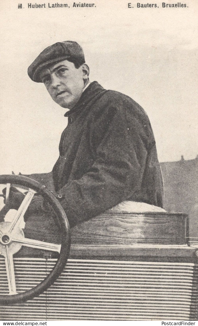 Hubert Latham Aviator Pilot Antique Bruxelles Rare Postcard - Aviateurs