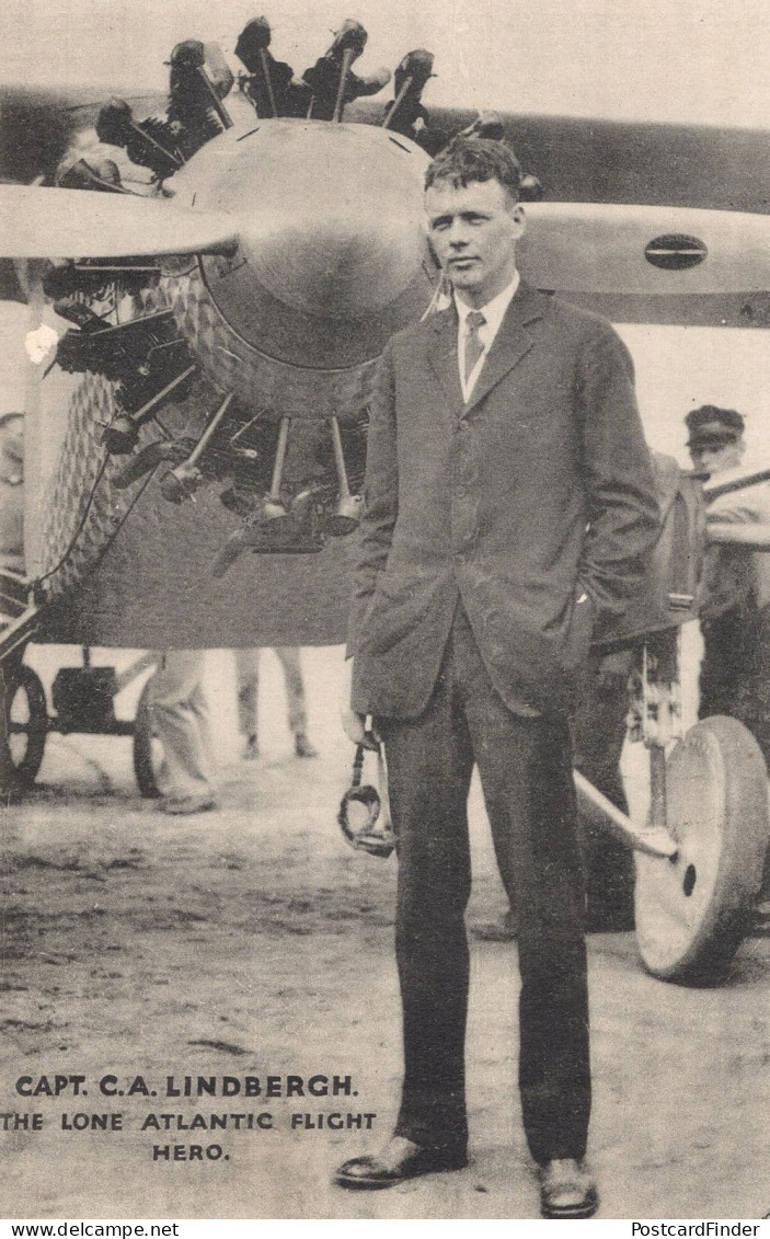 Captain Charles Lindbergh RARE Old Tucks Spirit Of St Louis Plane Postcard - Aviateurs