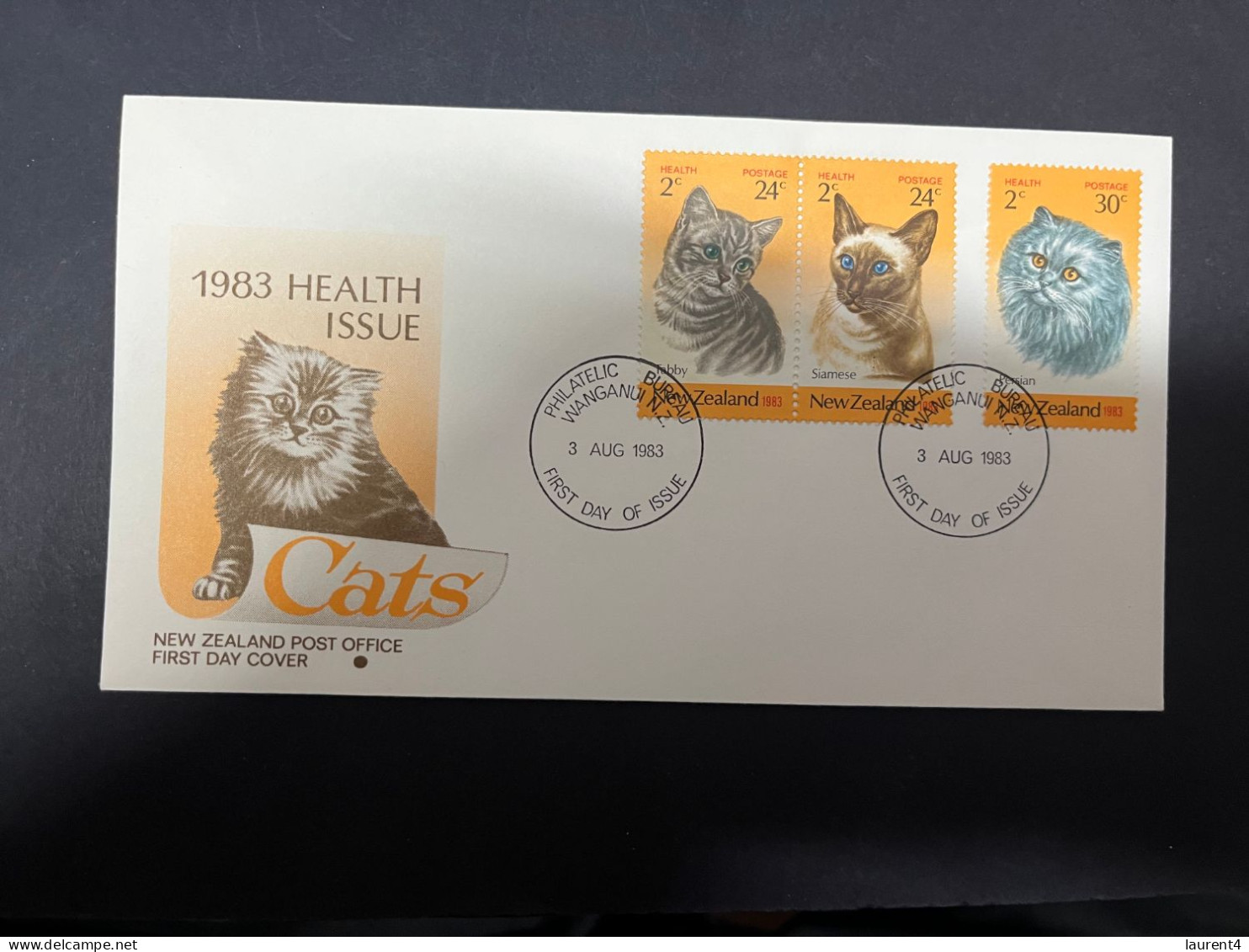 18-5-2024 (5 Z 29) New Zealand FDC - 1983 -  Heatlh Camp (cats) - FDC