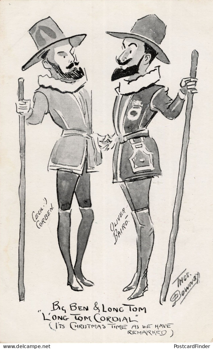 Big Ben & Long Tom Long Cordial Military Fashion Old Comic Postcard - Humour