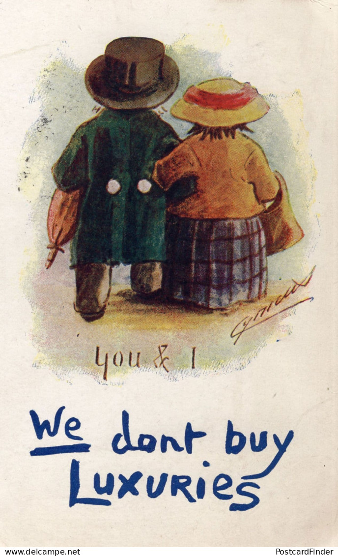 Lovers Comic Cynicus Tucks Luxury Tax Oilette WW1 Old Postcard - Humour