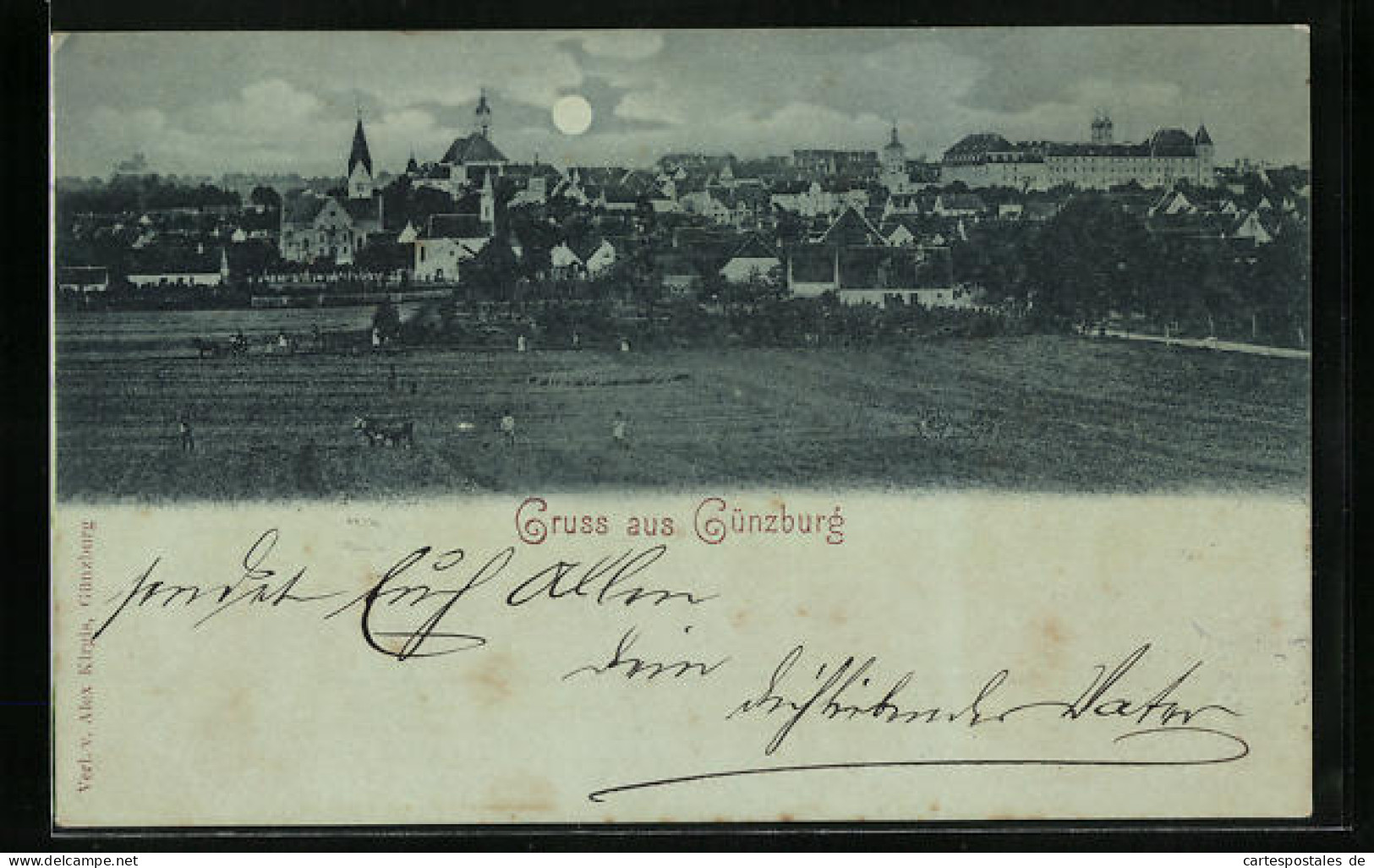 Mondschein-AK Günzburg A. D. D., Ortspartie Mit Dem Schloss  - Günzburg