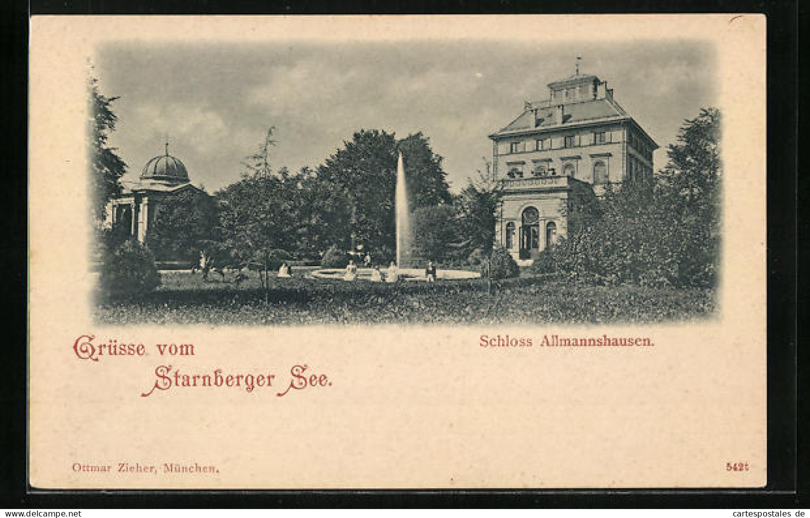 AK Allmannshausen, Schloss Mit Park Und Springbrunnen  - Autres & Non Classés