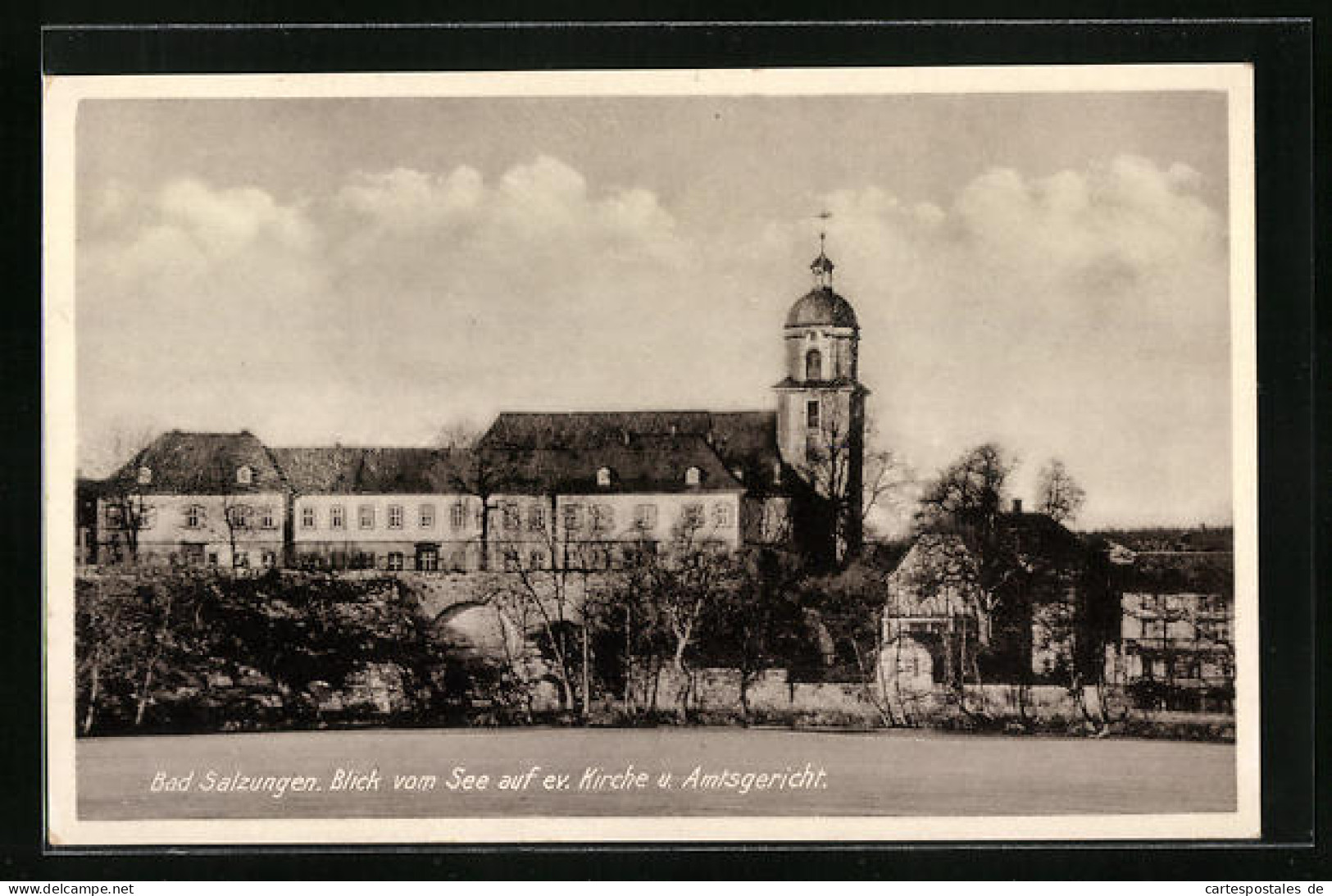 AK Bad Salzungen, Blick Vom See Auf Ev. Kirche Und Amtsgericht  - Bad Salzungen