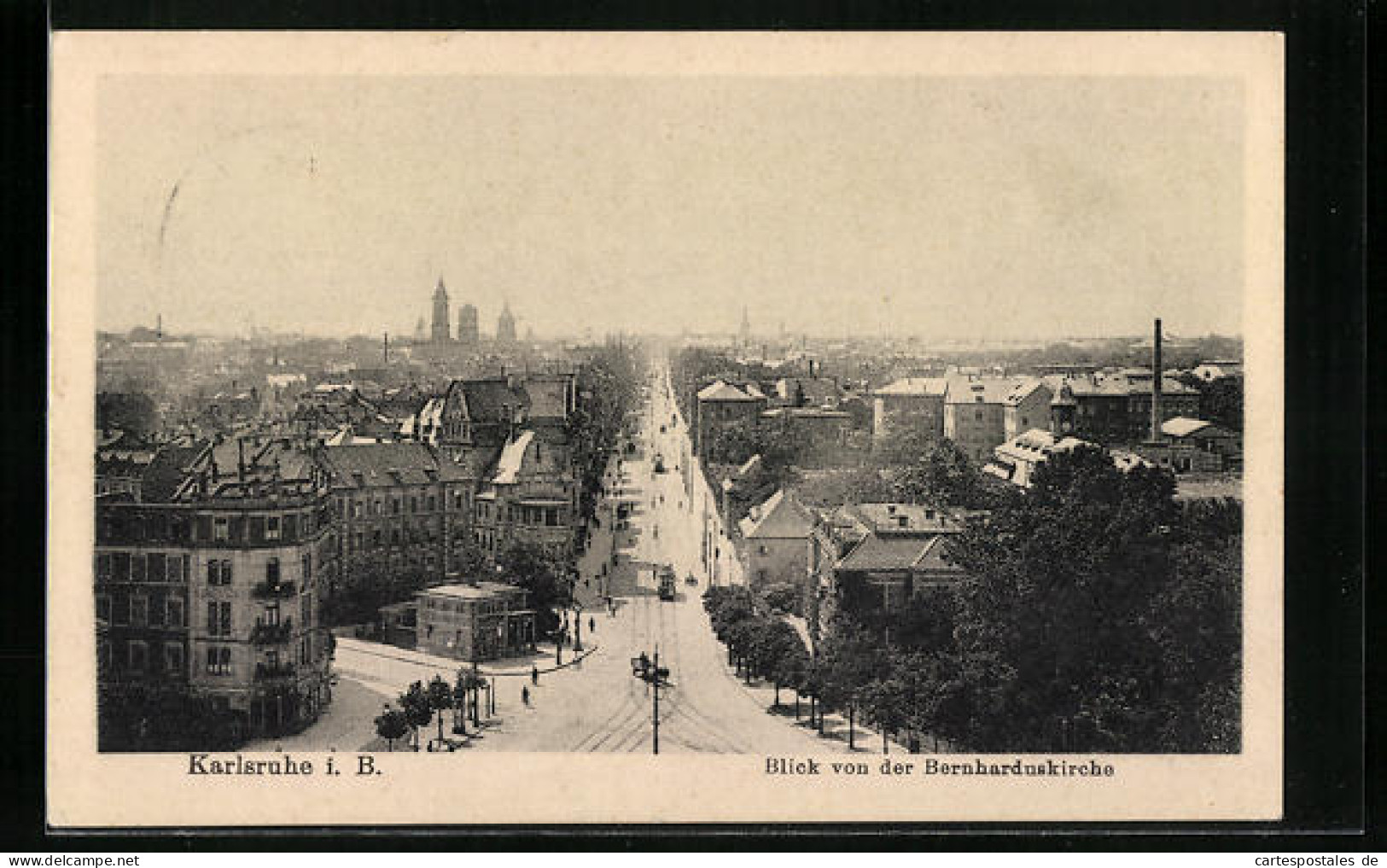 AK Karlsruhe, Blick Von Der Bernharduskirche  - Karlsruhe