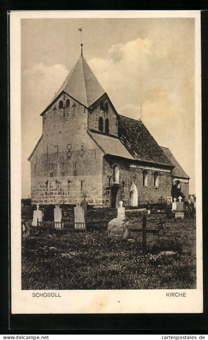 AK Schobüll, Kirche Mit Friedhof  - Other & Unclassified