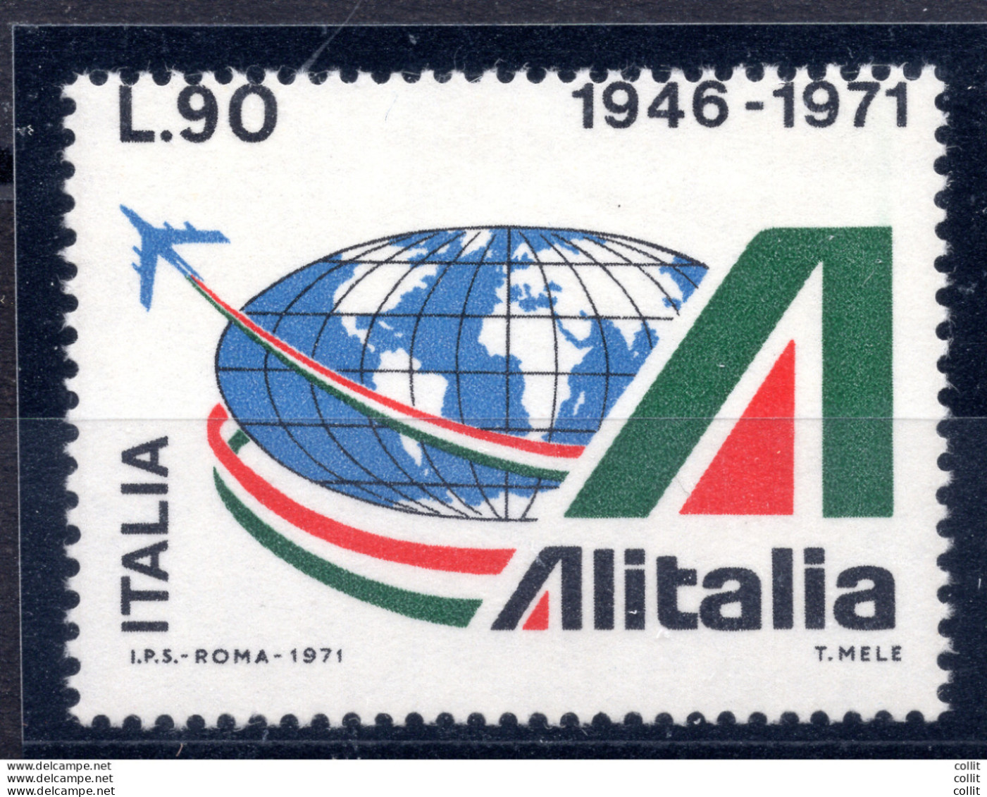 Alitalia Varietà Dentellatura Orizzontale Spostata - Variétés Et Curiosités