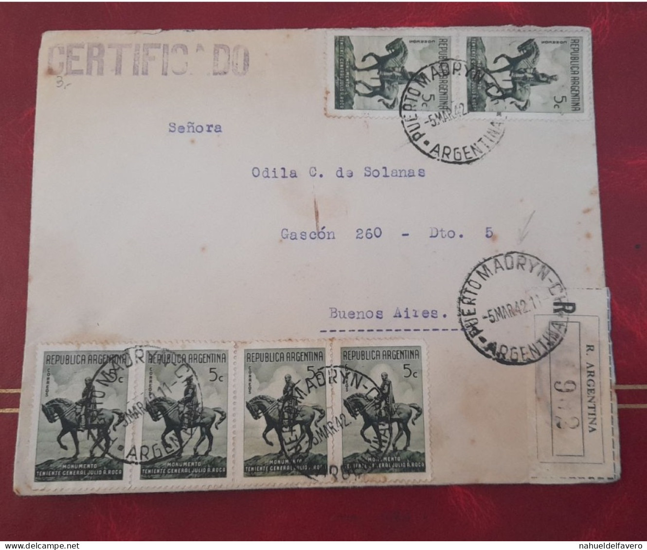 Argentina 1942 Sobre Circulado Desde Puerto Madryn Con Gran Franqueo - Cartas & Documentos