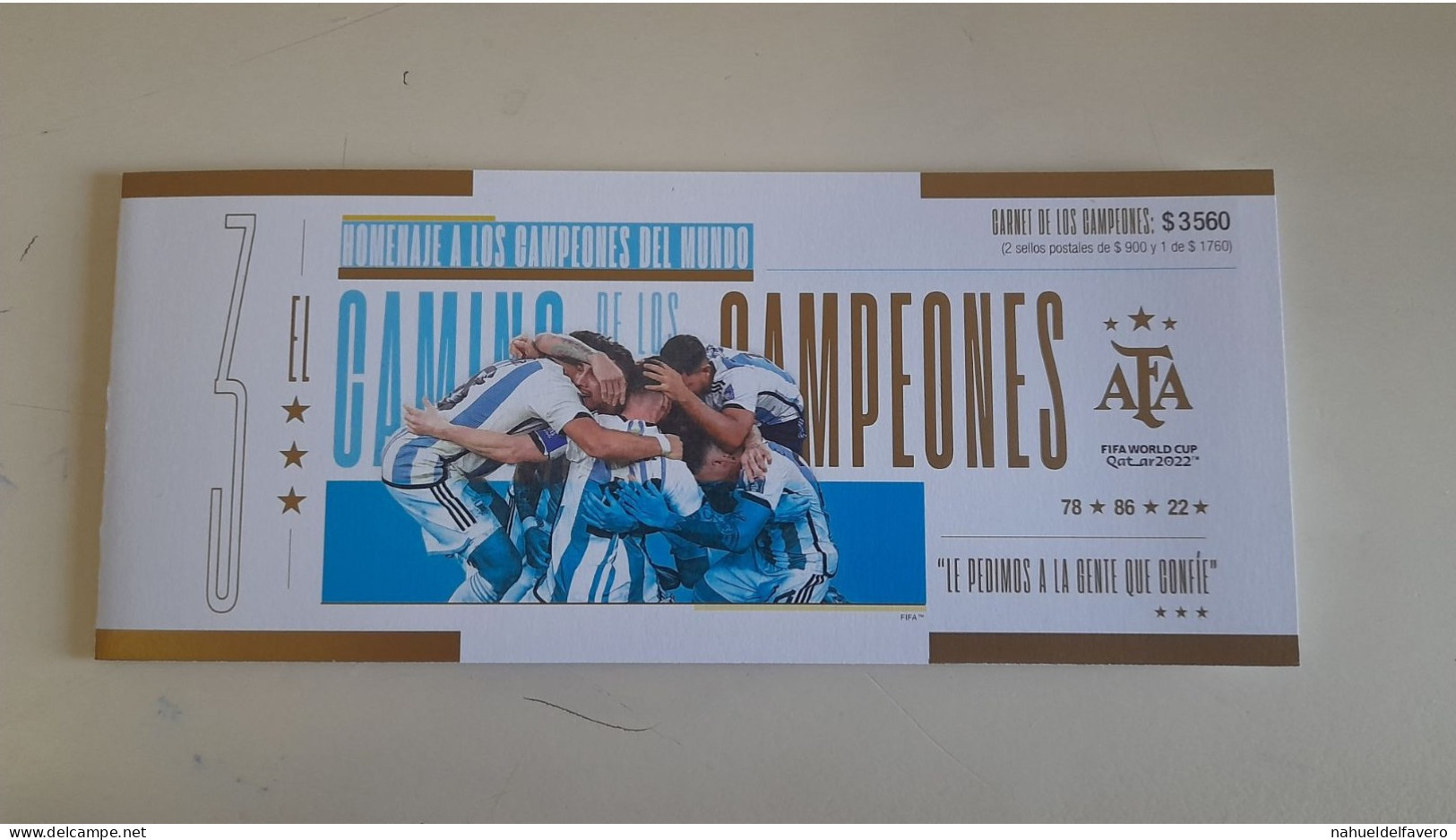 ARGENTINA 2023 PACK CAMPEON DEL MUNDO DE FUTBOL, Bloque carnet sellos sobre y mas... MESSI