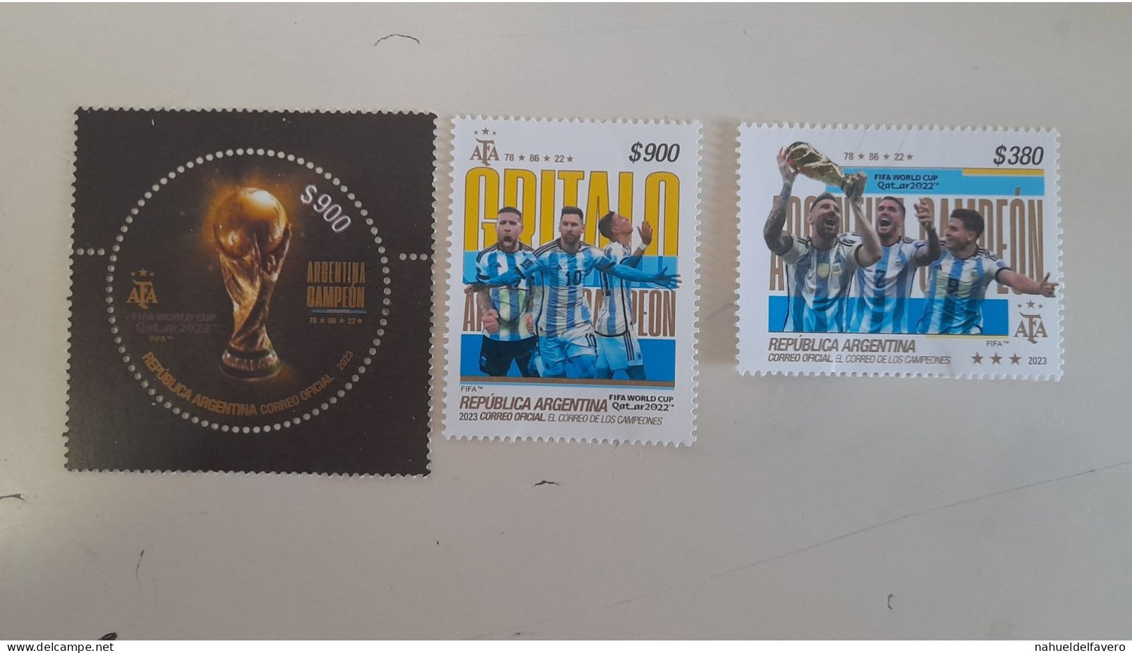 ARGENTINA 2023 PACK CAMPEON DEL MUNDO DE FUTBOL, Bloque carnet sellos sobre y mas... MESSI