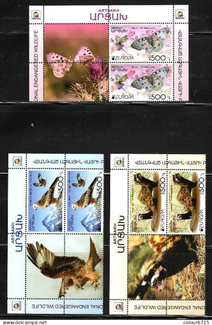 Artsakh/Karabakh  2021 EUROPA Stamps - Endangered National Wildlife Stamps 3v / 2 Sets With Tab Labels MNH - Armenia