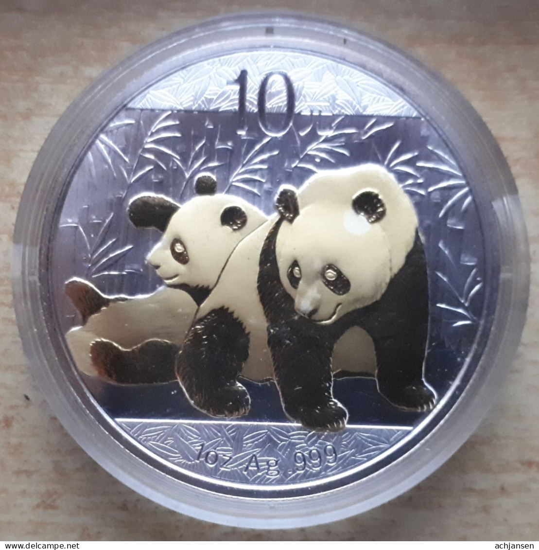 China, Panda 2010 Guilded - 1 Oz. Pure Silver - Cina