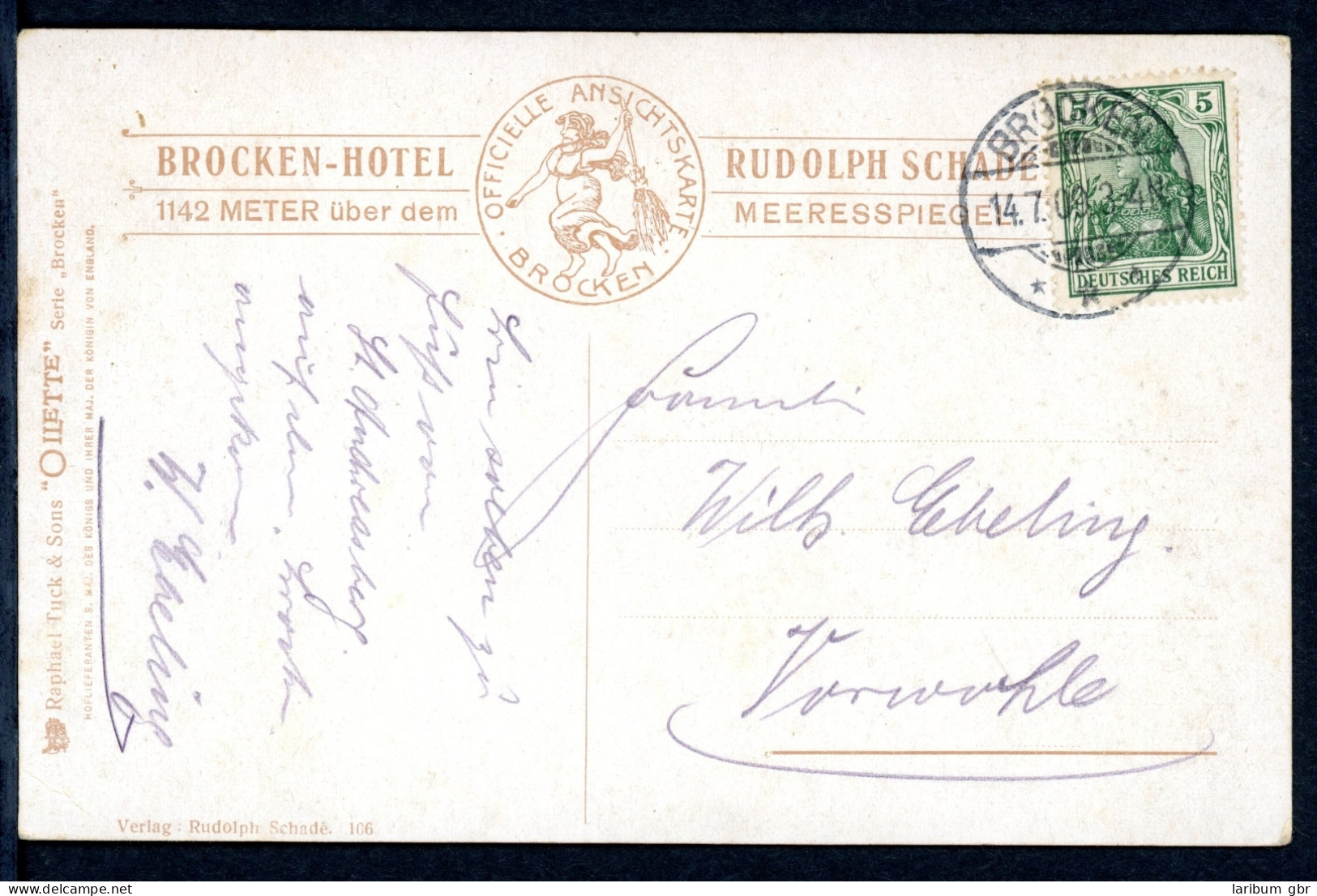 AK Brocken, Landkreis Harz Brockenhotel Rudolph Schade 1909 Gebraucht #HU247 - Sonstige & Ohne Zuordnung