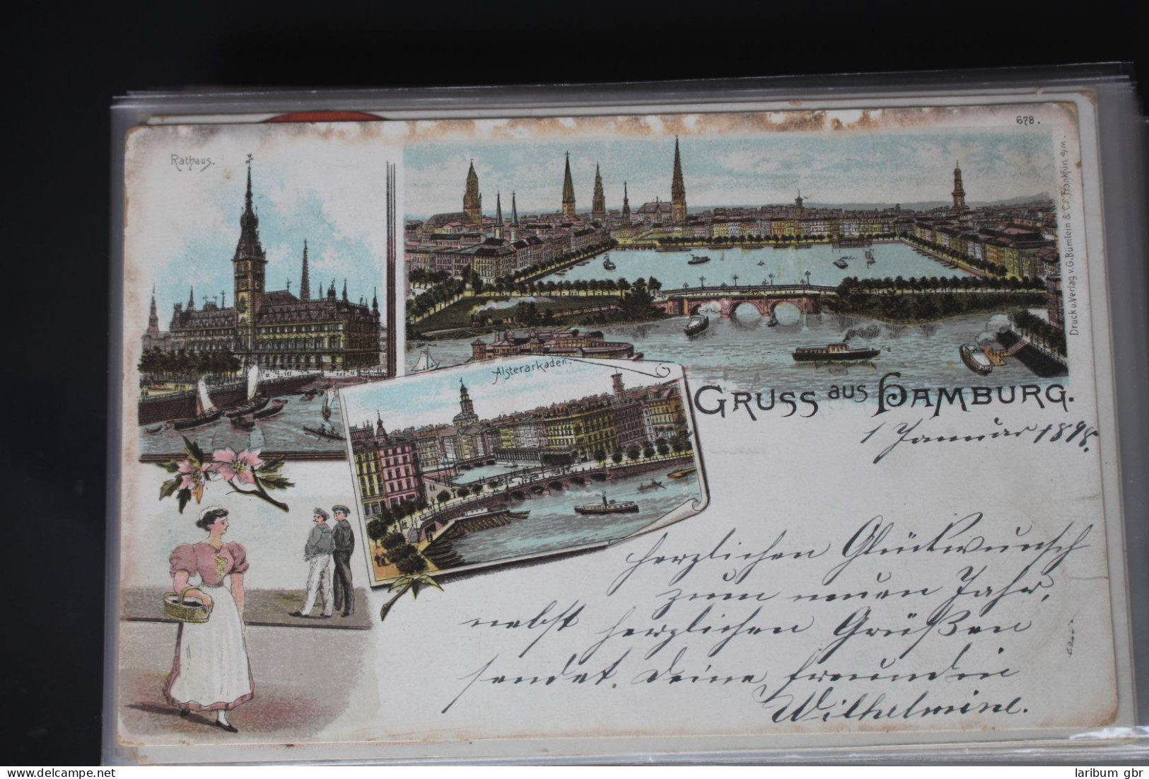 AK Hamburg Mehrbildkarte (Rathaus, Alsterarkaden Usw.) 1897 Gebraucht #PL762 - Autres & Non Classés