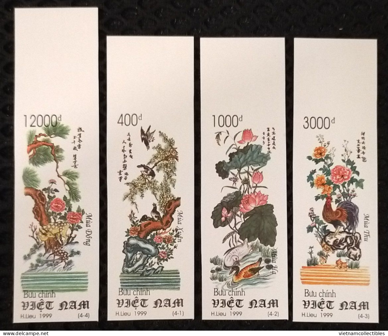 Vietnam Viet Nam MNH Imperf Stamps 1999 : Four-season Art Paintings / Bird / Lotus Flower / Bonsai (Ms795) - Vietnam