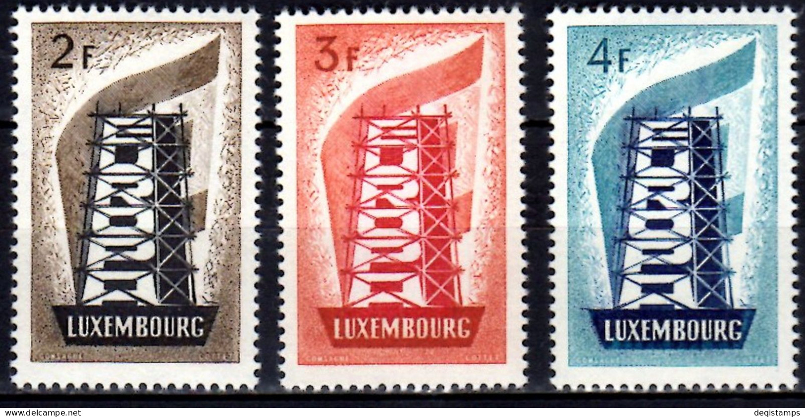 1956 Luxembourg Europa CEPT First Issue Europa Tower  MNH Set - Neufs