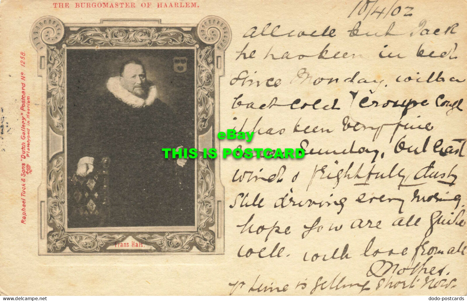 R584650 The Burgomaster Of Haarlem. Tuck. Dutch Gallery Postcard. No. 1258. 1902 - Monde