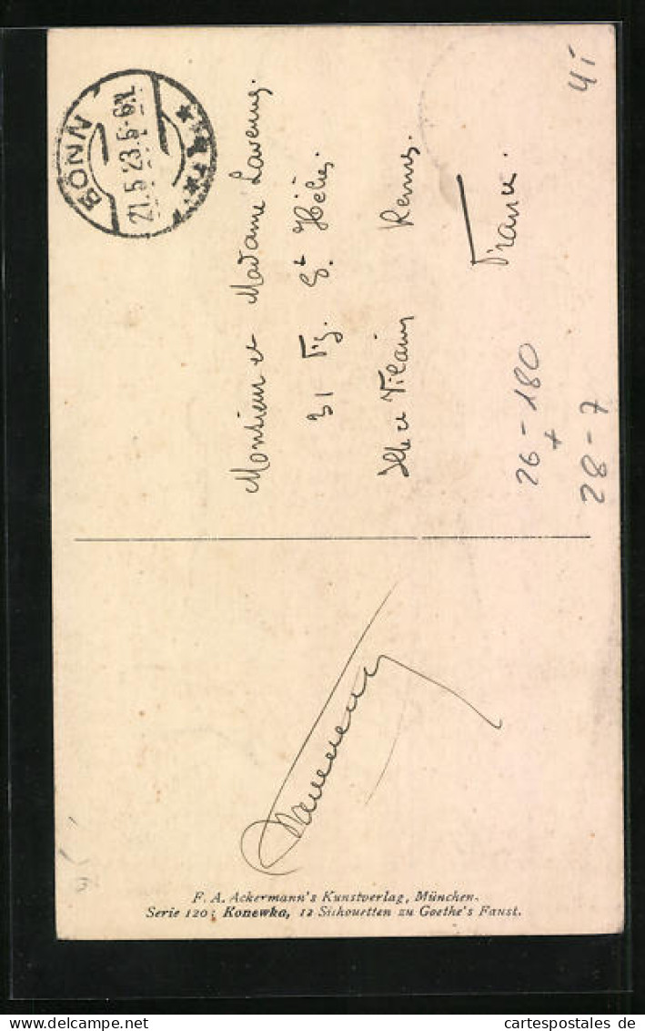 Künstler-AK Paul Konewka: 12 Silhouetten Zu Goethe`s Faust - Margarete Und Marthe  - Vertellingen, Fabels & Legenden