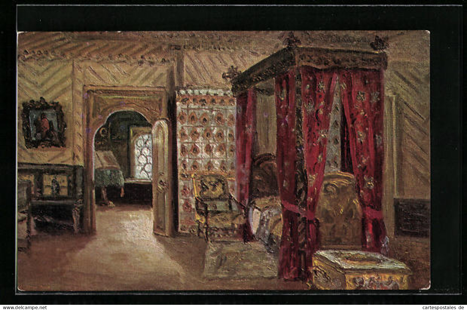 Künstler-AK Moskau, Schlafzimmer Des Theodor Romanow  - Russia