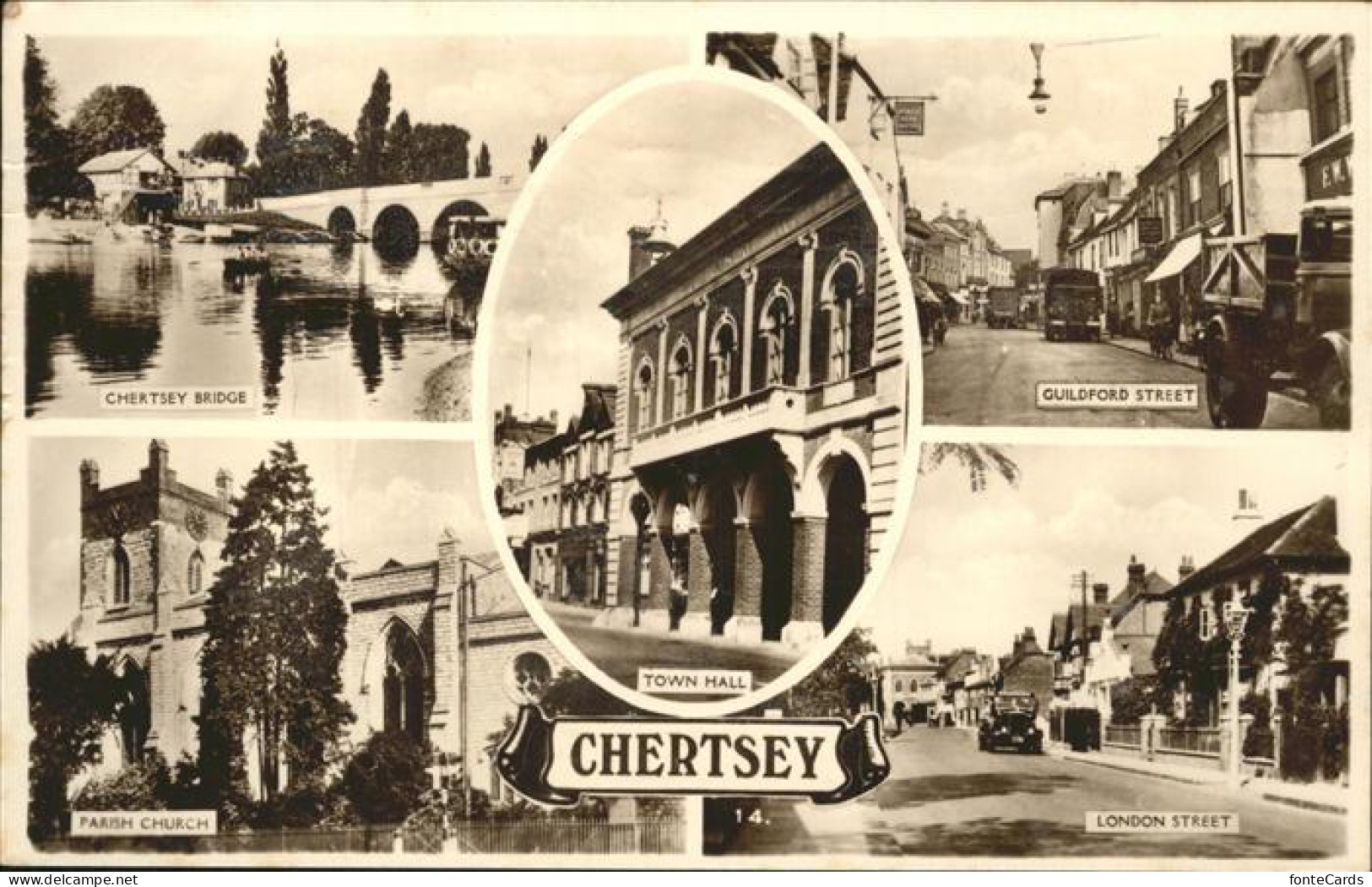 11250819 Chertsey Meads Bridge Guildford Street Town Hall Runnymede - Surrey