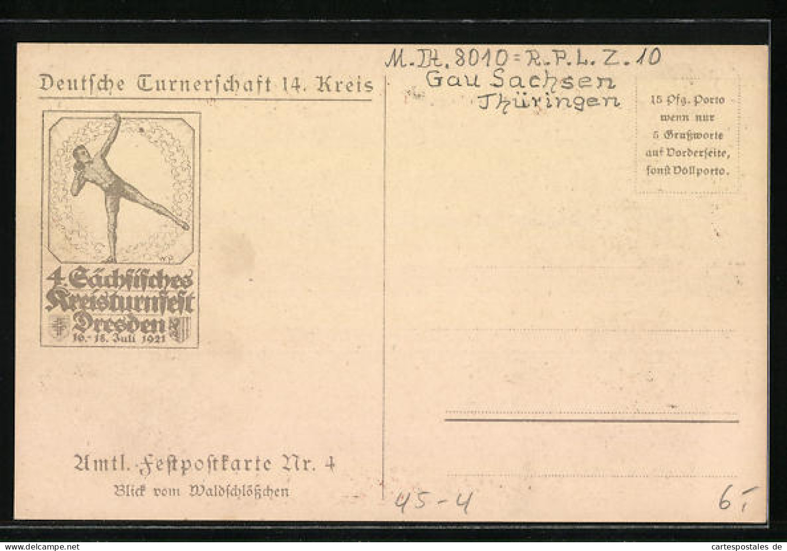 AK Dresden, Turnfest 1921, Stadtpanorama Mit Elbdampfer Im Eichenkranz, Wappen, Rückseitig Plakat  - Autres & Non Classés