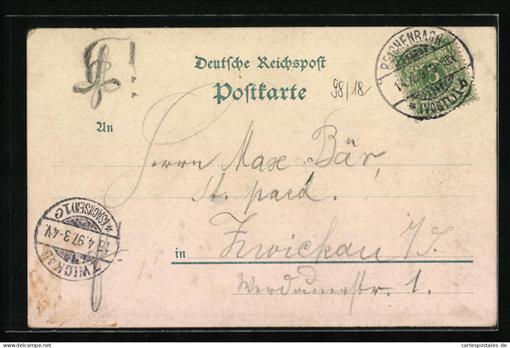 Lithographie Reichenbach I./V., Ortsansicht Mit Bismarck Denkmal, Bezirksschule II.  - Reichenbach I. Vogtl.