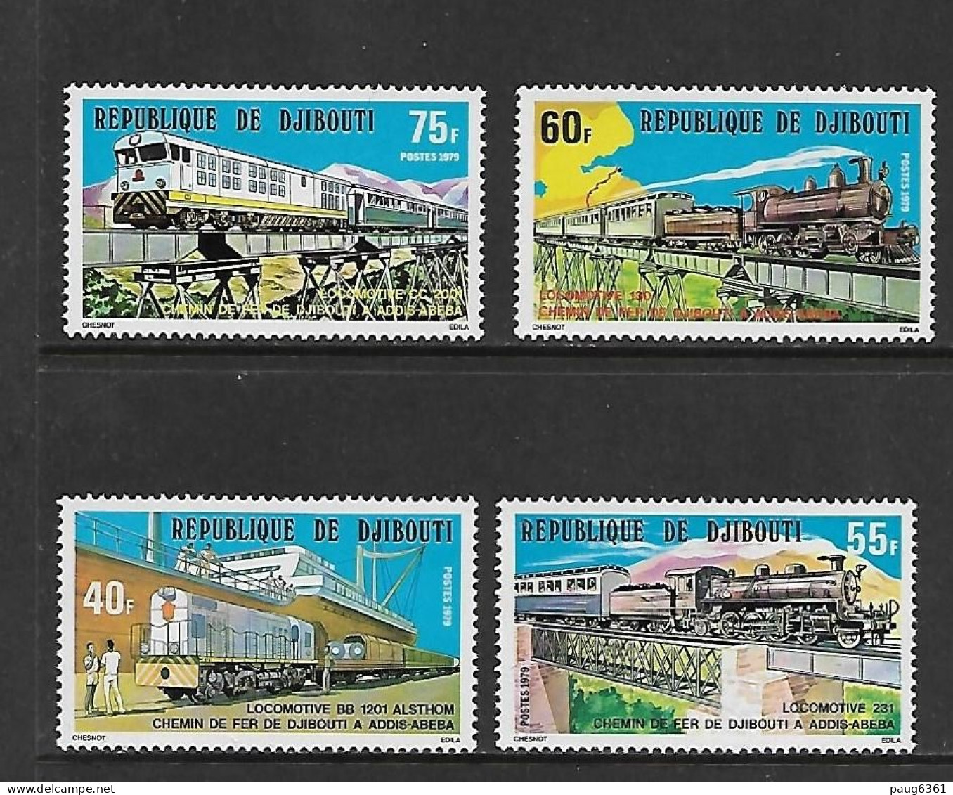 DJIBOUTI 1979 TRAINS YVERT N°491/494 NEUF MNH** - Trains