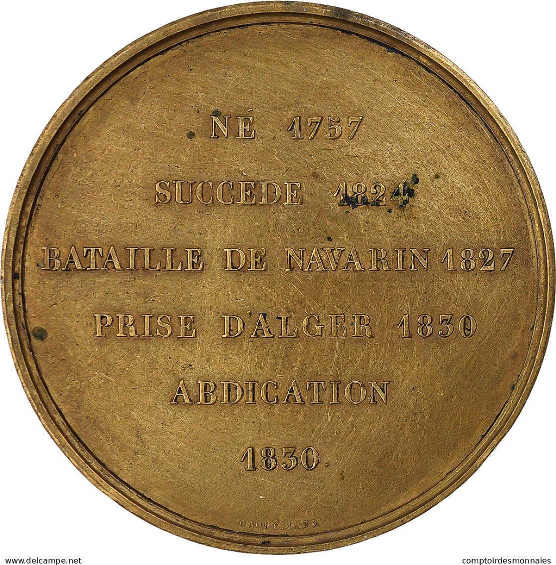France, Médaille, Abdication De Charles X, 1830, Bronze, Caqué, TTB - Sonstige & Ohne Zuordnung