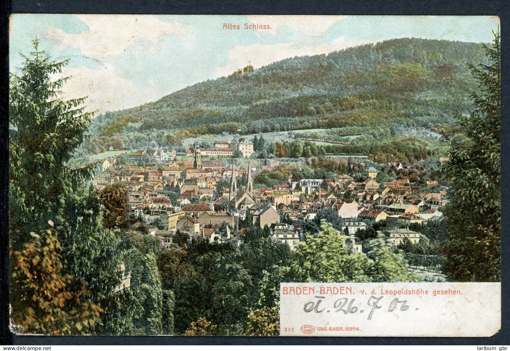 AK Baden-Baden Panorama Von Der Leopoldshöhe Aus 26.07.1906 Gebraucht #HU342 - Andere & Zonder Classificatie