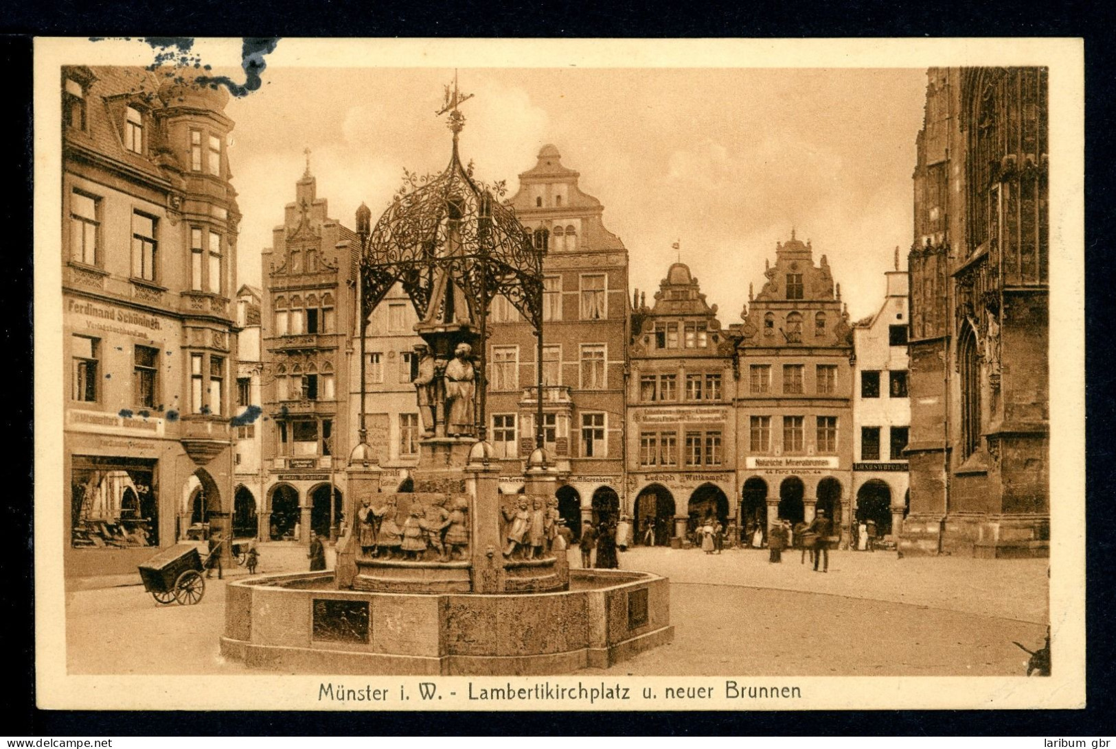 AK Münster/ Westfalen Lambertikirchplatz Mit Neuem Brunen 1915 Gebraucht #HB500 - Autres & Non Classés