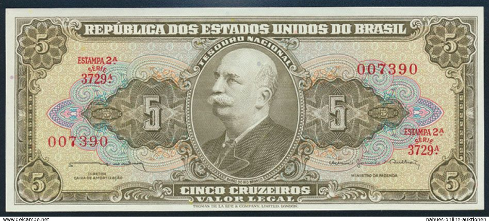 Brasilien Banknote Geldschein P176c 5 Cruzeiros 1963 - Otros & Sin Clasificación