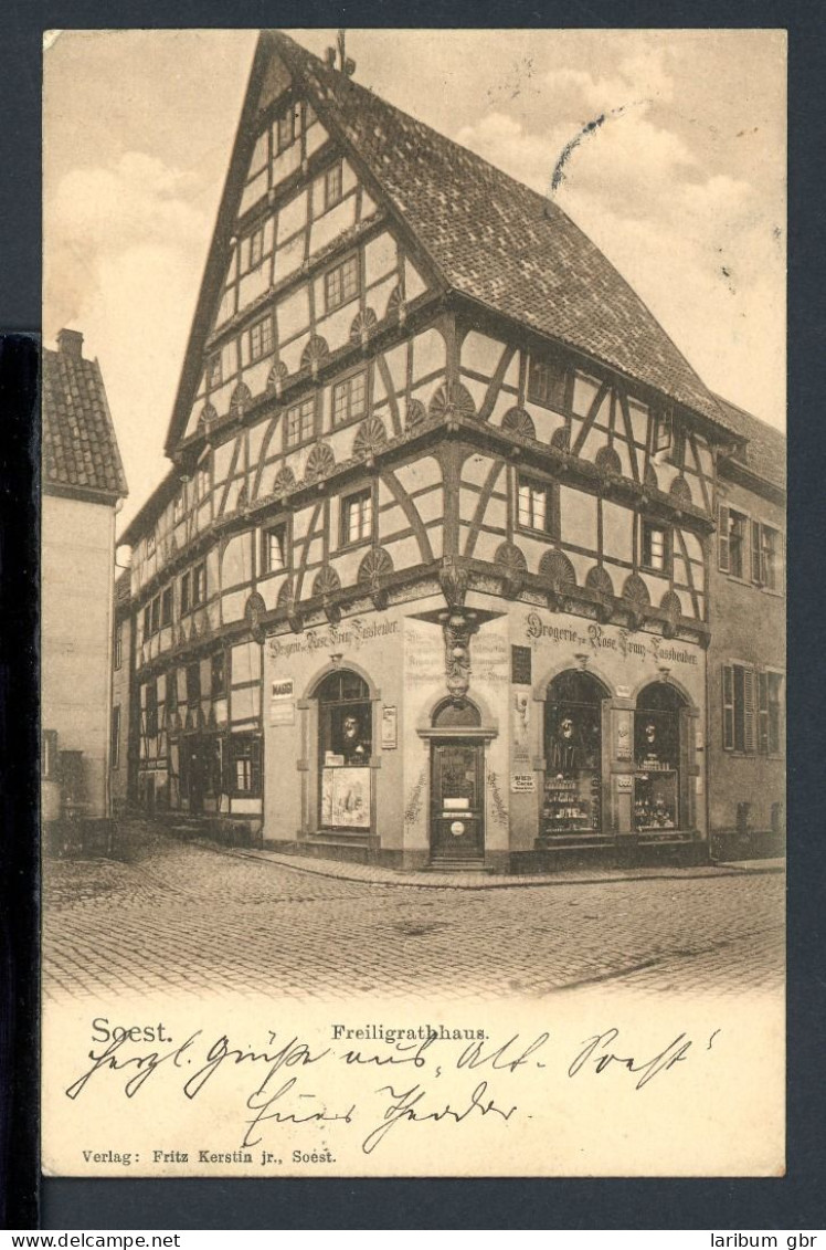 AK Soest Freiligrathhaus Mit Drogerie Zur Ros 1904 Gebraucht #HE558 - Autres & Non Classés