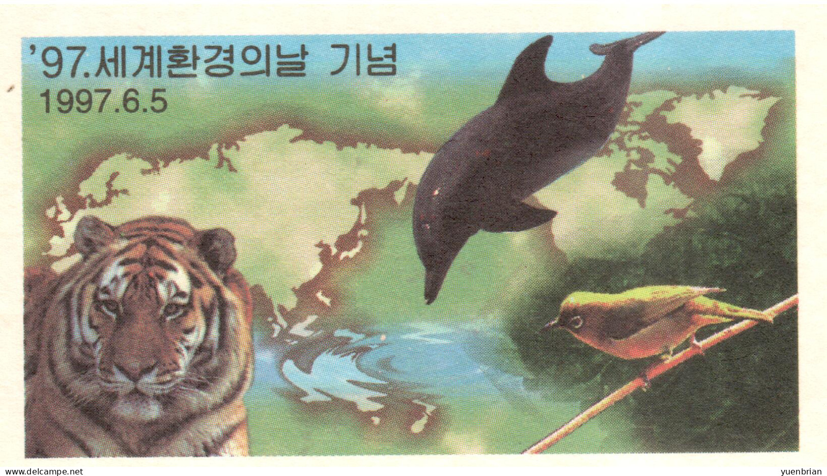 Korea 1997, Bird, Birds, Tiger, Dolphin, Postal Stationery, Pre-Stamped Post Card, 1v, MNH** - Autres & Non Classés