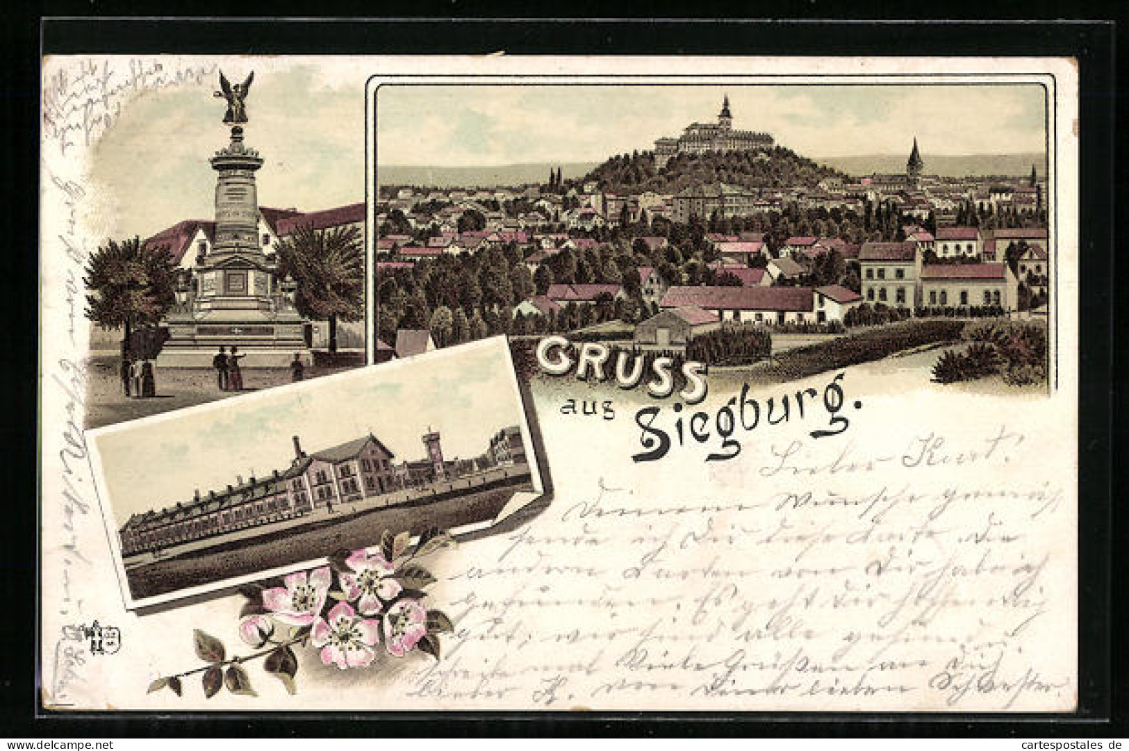 Lithographie Siegburg, Totalansicht, Geschossfabrik, Denkmal  - Siegburg