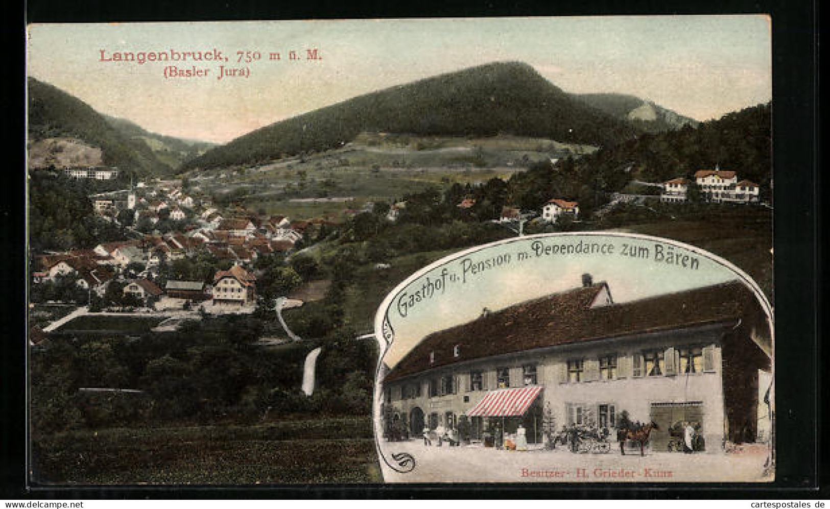 AK Langenbruck /Basler Jura, Gasthof Und Pension Mit Depandance Zum Bären, Teilansicht  - Langenbruck