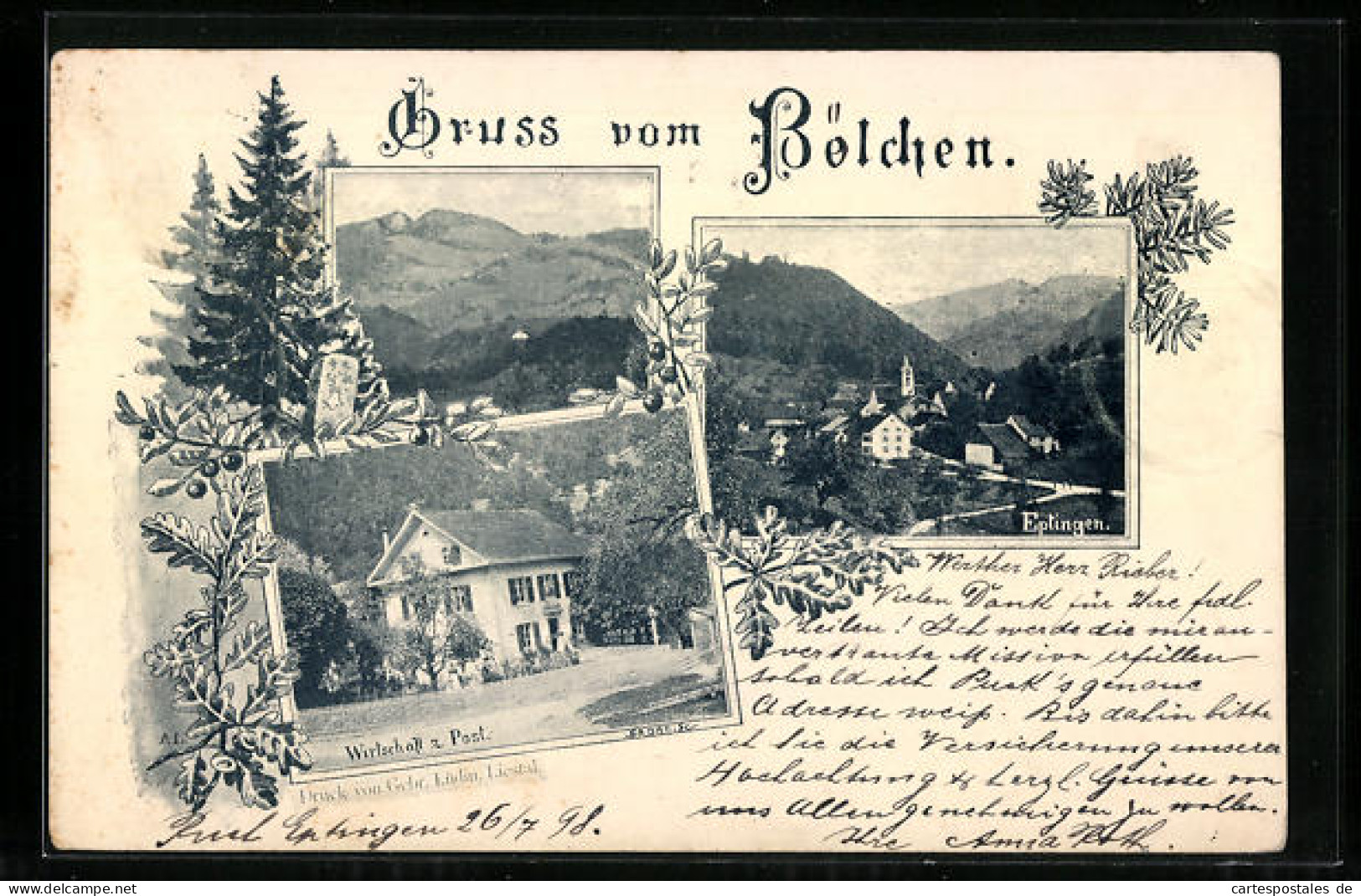 AK Eptingen, Bölchen, Gasthaus Zur Post, Panorama  - Eptingen