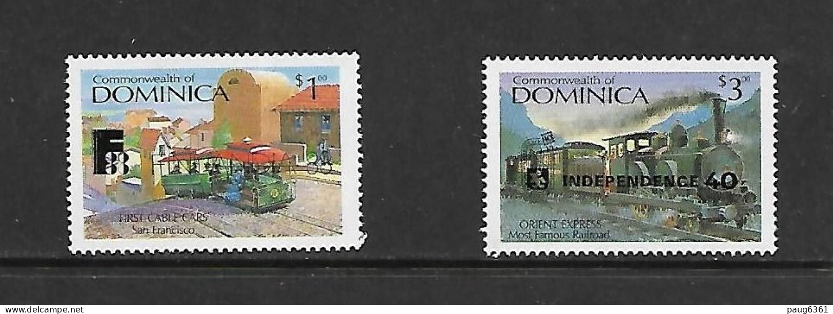 DOMINICA 1988 TRAINS SURCHARGE EXPOS PHILATELIQUES YVERT N°1009/1010 NEUF MNH** - Trains