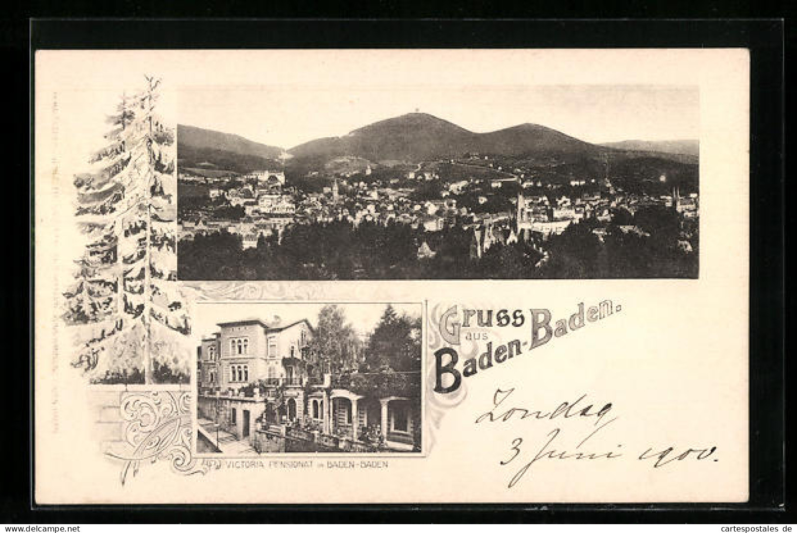 AK Baden-Baden, Ortsansicht, Victoria Pensionat  - Baden-Baden