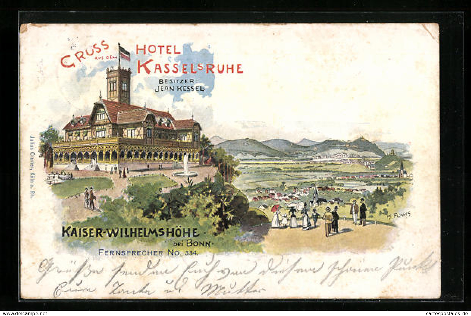 Künstler-AK Bonn, Kaiser-Wilhelmshöhe Mit Hotel Kasselsruhe  - Bonn