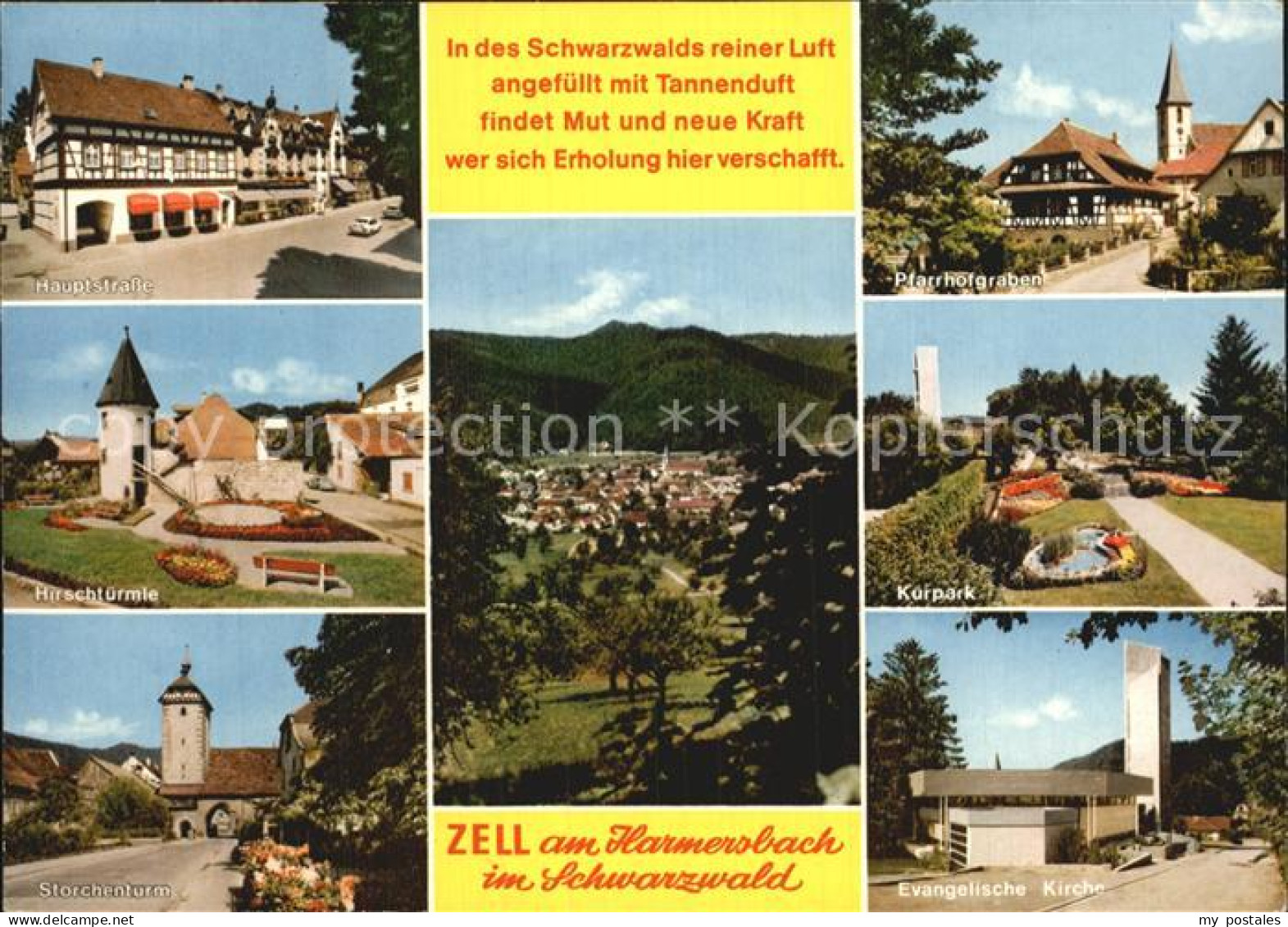 72606498 Zell Harmersbach Pfarrhofgraben Evangelische Kirche Storchenturm Hirsch - Andere & Zonder Classificatie