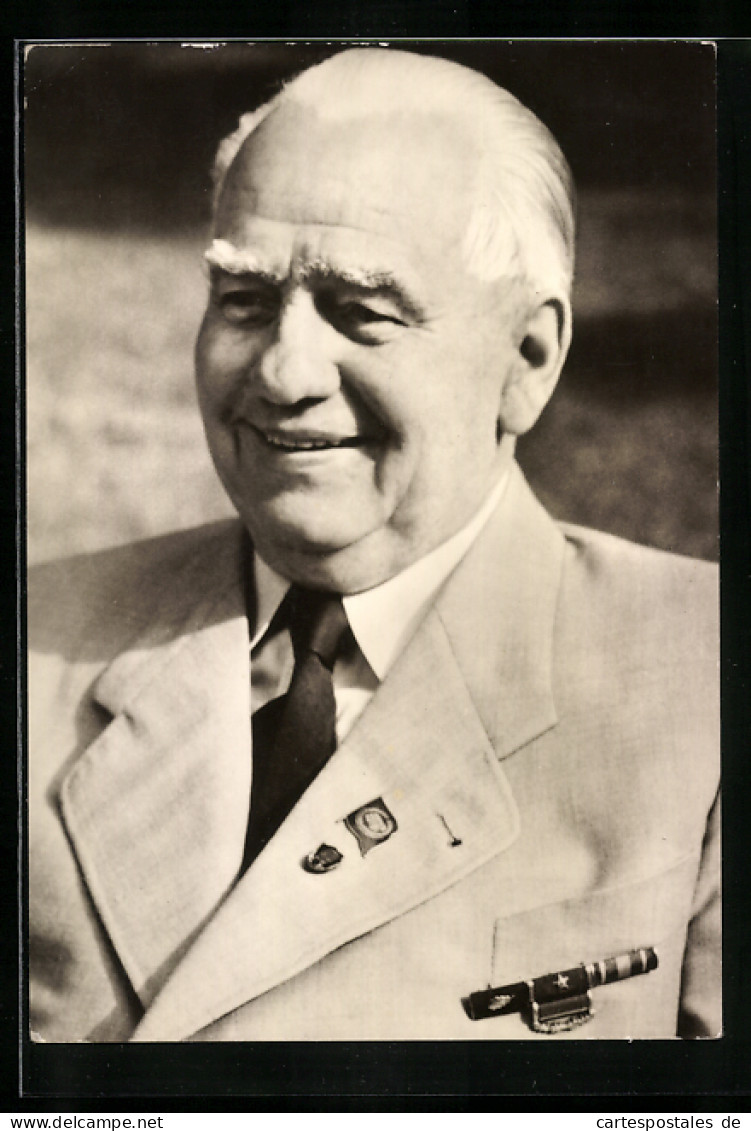 AK Portrait Von Wilhelm Pieck, 1876-1960, Erster Präsident Der Deutschen Demokratischen Republik  - Autres & Non Classés